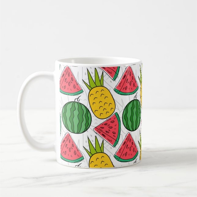 Caneca De Café padrão uniforme de fruta | Padrão da superfície da (Esquerda)