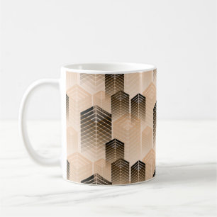 Caneca De Café padrão uniforme de paisagem urbana estilizada em