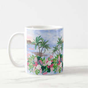 Caneca De Café Padrão uniforme de pintura aquosa com hawaiano