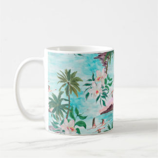 Caneca De Café Padrão uniforme de pintura aquosa com hawaiano