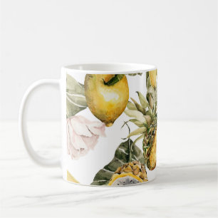 Caneca De Café Padrão uniforme floral de aquarelas. Pintado à mão