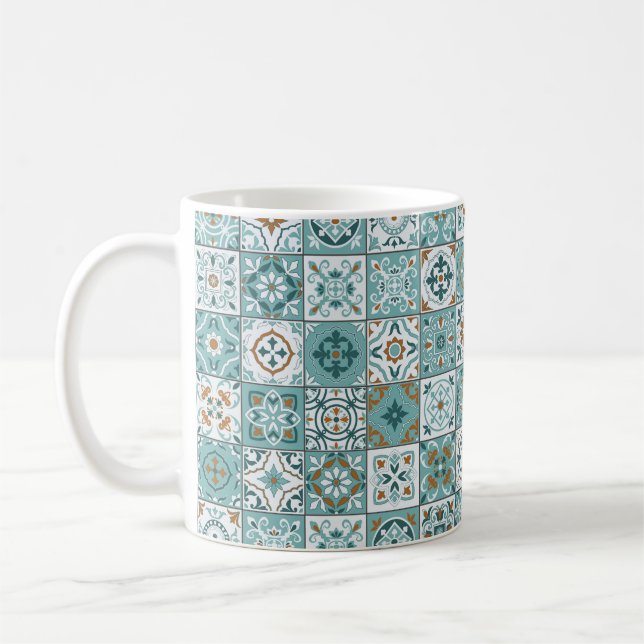 Caneca De Café Padrão uniforme mediterrânico de azulejos marroqui (Esquerda)