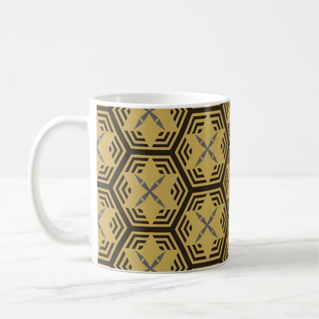 Caneca De Café Padrão uniforme moderno, cor dourada. Ba Geométric (Esquerda)