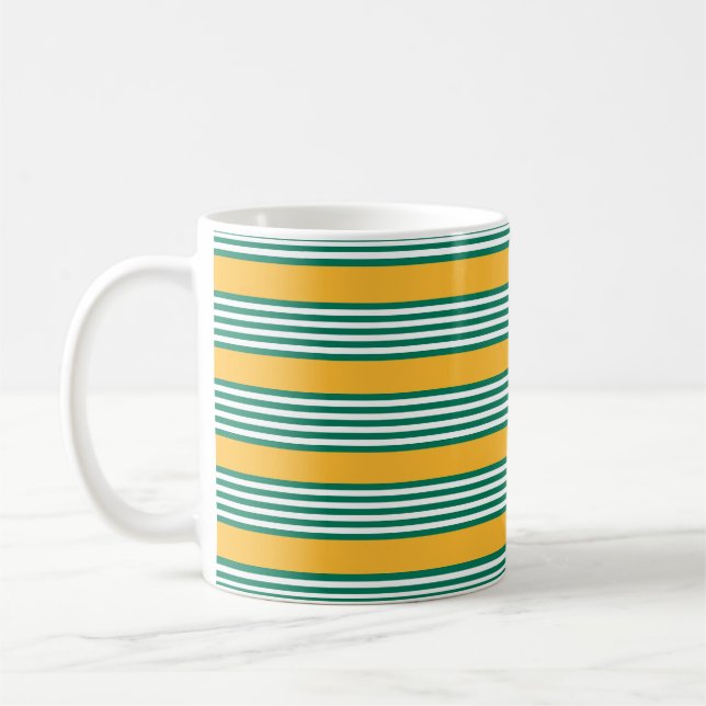 Caneca De Café Padrão verde e branco de cinco faixas com amarelo (Esquerda)