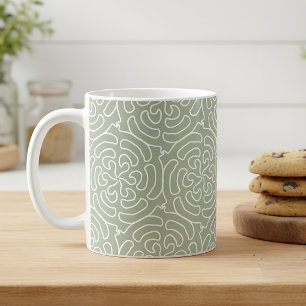 Caneca De Café Padrão verde moderno de sábio