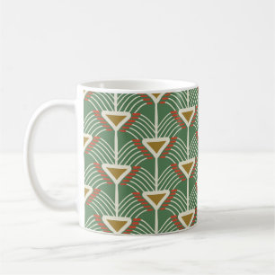 Caneca De Café padrão verde sem costura com linhas e calhas de ge