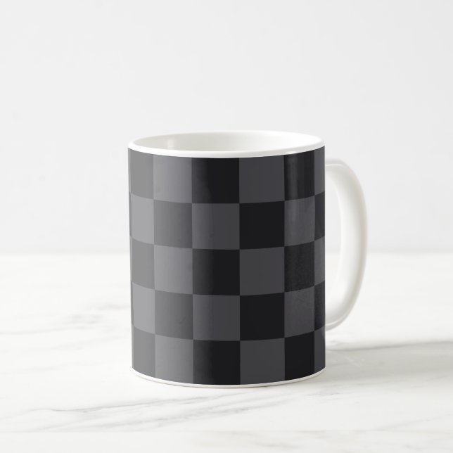 Caneca De Café Padrão Verificado da Cinza Negra Geométrica Croata (Frente Esquerda)