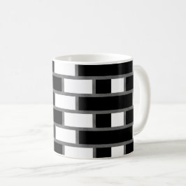 Caneca De Café Padrão Verificado De Tartan De Sillitodo Preto E B
