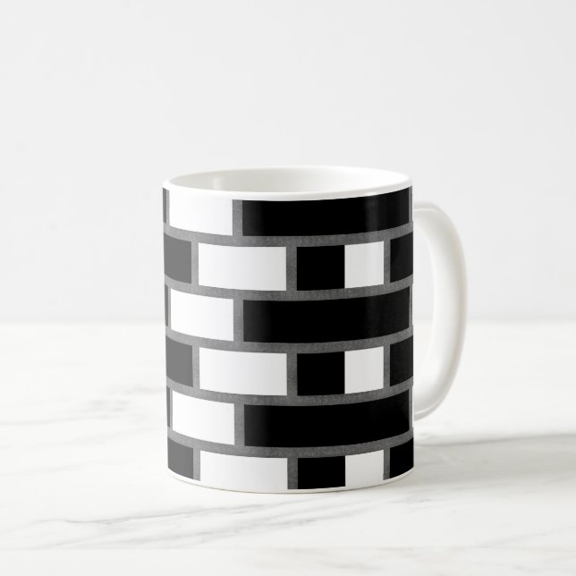 Caneca De Café Padrão Verificado De Tartan De Sillitodo Preto E B (Frente Esquerda)