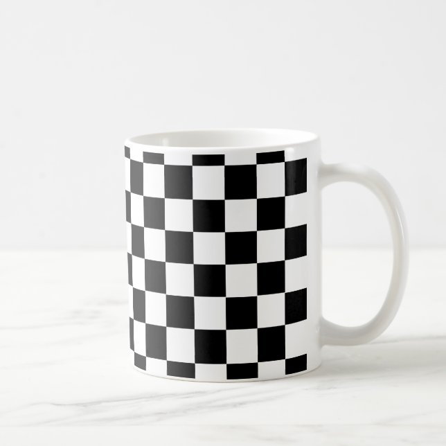Caneca De Café Padrão Verificado Preto (Direita)