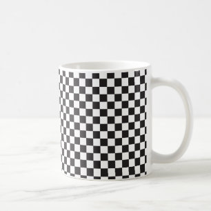 Caneca De Café Padrão Verificado Preto E Branco