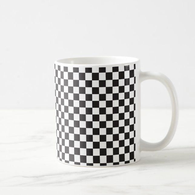 Caneca De Café Padrão Verificado Preto E Branco (Direita)