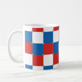 Caneca De Café Padrão vermelho branco e azul marcado
