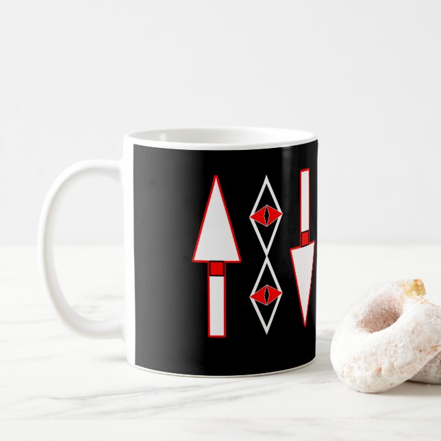 Caneca De Café Padrão vermelho e preto,inspiração de tendência (Com Donut)