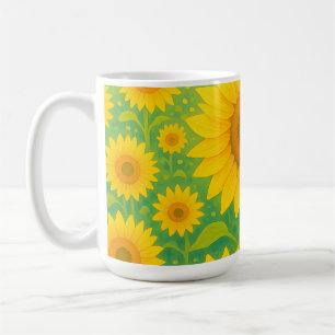 Caneca De Café Padrão Vibrante de Campo de Girassóis