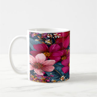Caneca De Café Padrão Vibrante de Explosão Floral