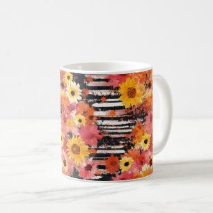 Caneca De Café Padrão Vintage Watercolor Floral Abstrato (10)