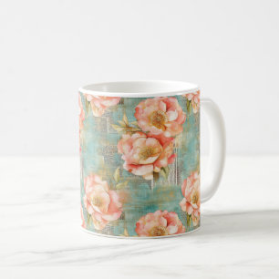 Caneca De Café Padrão Vintage Watercolor Floral Abstrato (18)