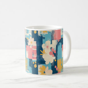 Caneca De Café Padrão Vintage Watercolor Floral Abstrato (5)