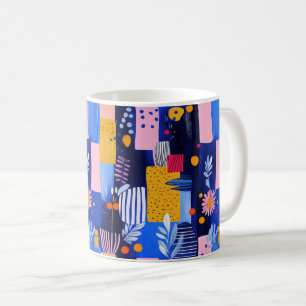 Caneca De Café Padrão Vintage Watercolor Floral Abstrato (8)