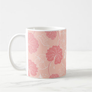 Caneca De Café Padrão vitoriano ventiço com folhas desenhadas