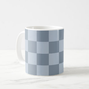 Caneca De Café Padrão Xadrez Azul Pó Minimalista
