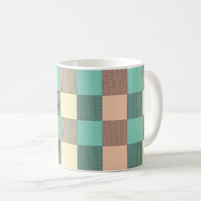 Caneca De Café Padrão xadrez contínuo   (Frente Esquerda)