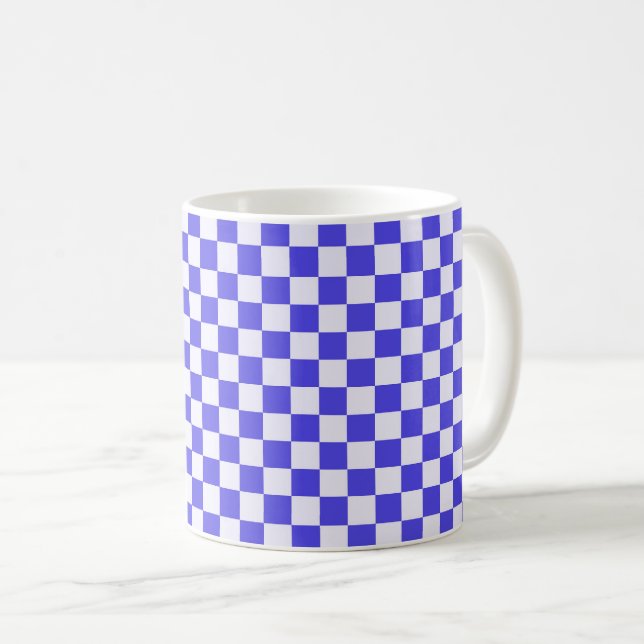 Caneca De Café padrão xadrez creme de mirtilo (Frente Esquerda)