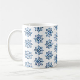 Caneca De Café Padrão Xadrez de Floco de Neve Azul Feriado