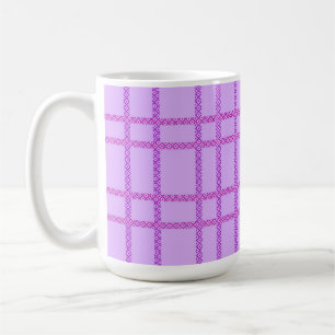 Caneca De Café Padrão xadrez de flores rosa e roxo