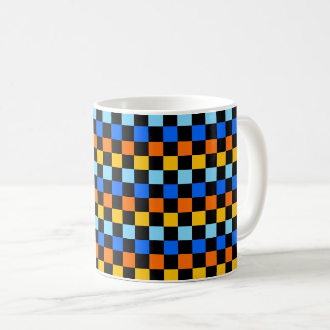 Caneca De Café Padrão xadrez de fogo e gelo (Frente Esquerda)