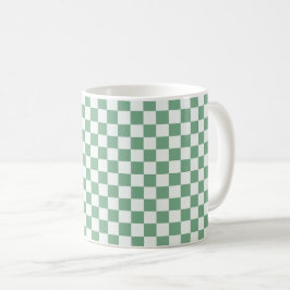 Caneca De Café padrão xadrez de névoa de eucalipto