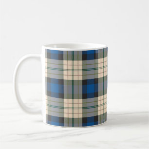 Caneca De Café Padrão xadrez de Tartan - bege azul tradicional