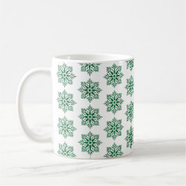 Caneca De Café Padrão Xadrez Floco de Neve de Natal Verde