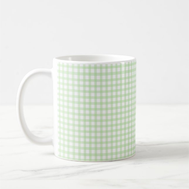 Caneca De Café Padrão xadrez gingado verde retrô fofo (Esquerda)