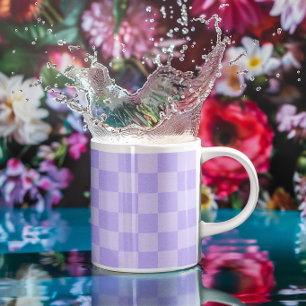 Caneca De Café Padrão Xadrez Lavanda Monotono