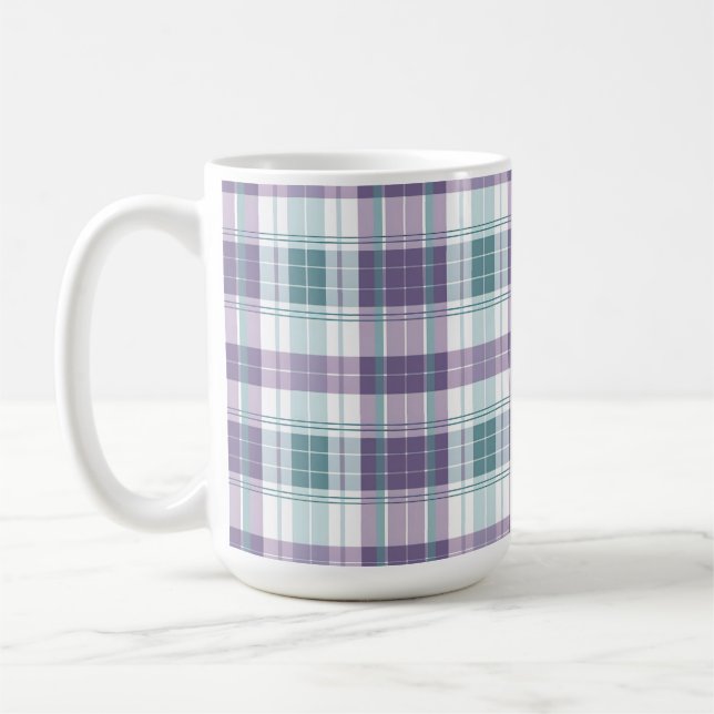 CANECA DE CAFÉ PADRÃO XADREZ PÁSCOA ROXO E VERDE (Esquerda)