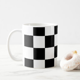 Caneca De Café Padrão Xadrez Preto e Branco