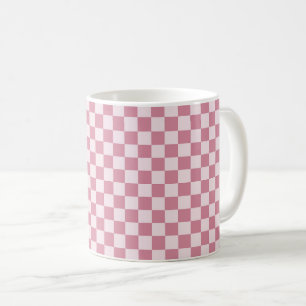 Caneca De Café Padrão xadrez rosa empoeirado
