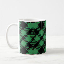 Caneca De Café Padrão Xadrez Verde de Férias Clássico