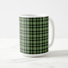 Caneca De Café Padrão Xadrez Verde Preto