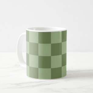 Caneca De Café Padrão Xadrez Verde Sage Minimalista