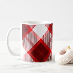 Caneca De Café Padrão Xadrez Vermelho