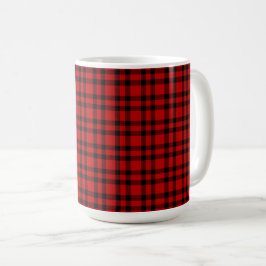 Caneca De Café Padrão Xadrez Vermelho e Preto