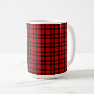 Caneca De Café Padrão Xadrez Vermelho e Preto