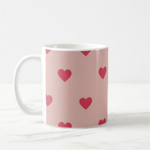 Caneca De Café Padrão Y2K Retro Coração Cor-de-Rosa com Fundo Ros