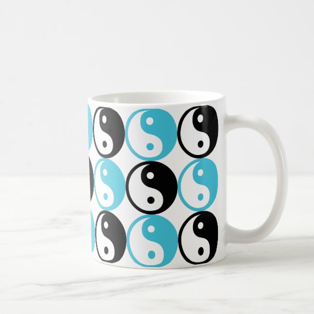 Caneca De Café Padrão yin yang azul e preto (Direita)