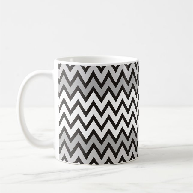 Caneca De Café Padrão ZIGZAG - cinza branca preta + sua ideia (Esquerda)