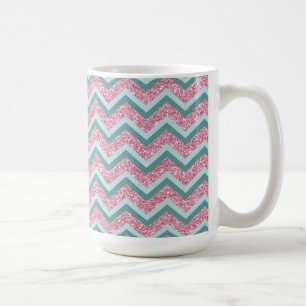 Caneca De Café Padrão ZigZag cor-de-rosa