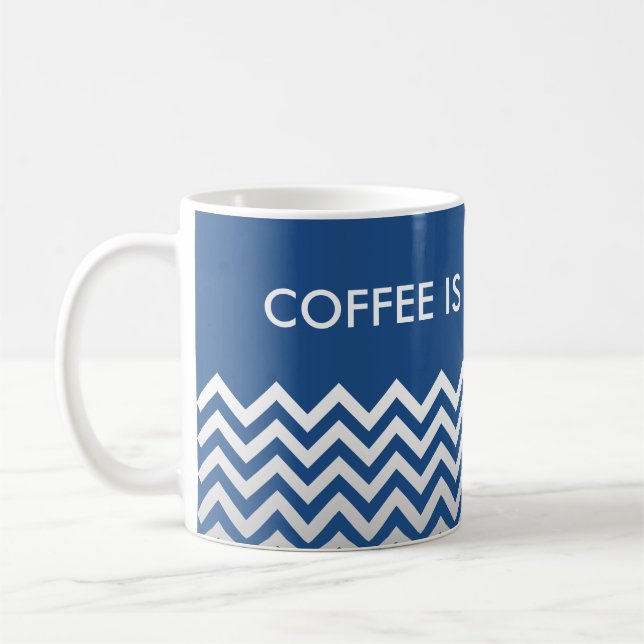 Caneca De Café Padrão ZIGZAG - gradientes de cinza + seu backgr. (Esquerda)